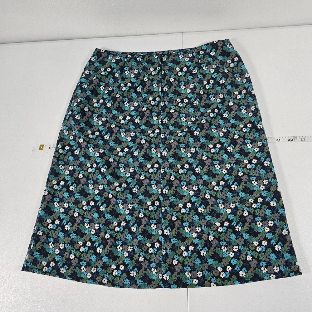 Exact Change‎ Womens Floral Midi Skirt Navy Blue Daisy A-Line Size 5 Made in USA